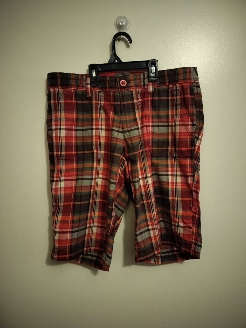 Eddie Bauer Red Plaid Shorts Size 10